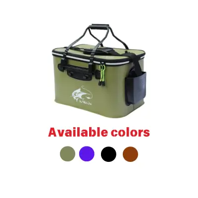 image of Fishing Bucket, Foldable Fish Bucket, Multi-Functional EVA Fishing Bag for Outdoor, Live Fish lure bucket, and Fish Protection