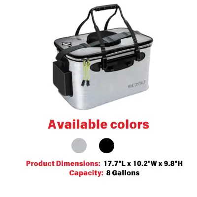 an image of Transparent Lid Fishing Bucket, Portable Foldable Fishing Bucket, Live Bait Bucket with Aeration Hole, for Bait Bucket, Live Fish Bucket, Live Bait Storage