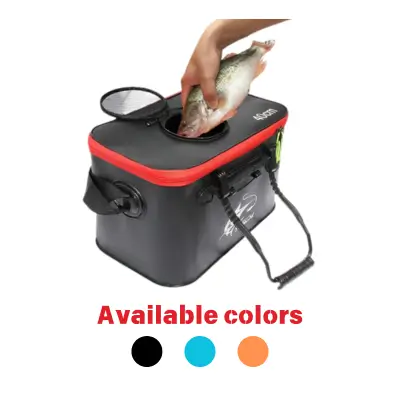 an image of Fish Bucket, Live Fish Container Multi-Functional Live Fish Bait Bucket, Outdoor Camping EVA Fishing Bag and Fish Protection Bucket