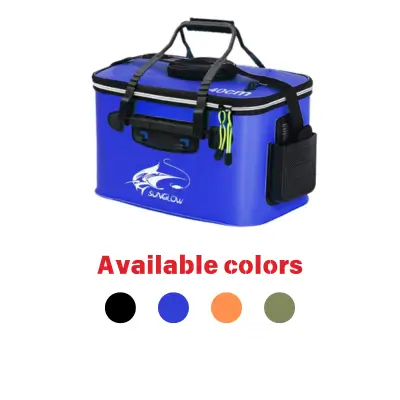 an image of Foldable Fish Bucket, Multi-Functional EVA Fishing Bag for Outdoor, Live Fish Lures Bucket and Fish Protection